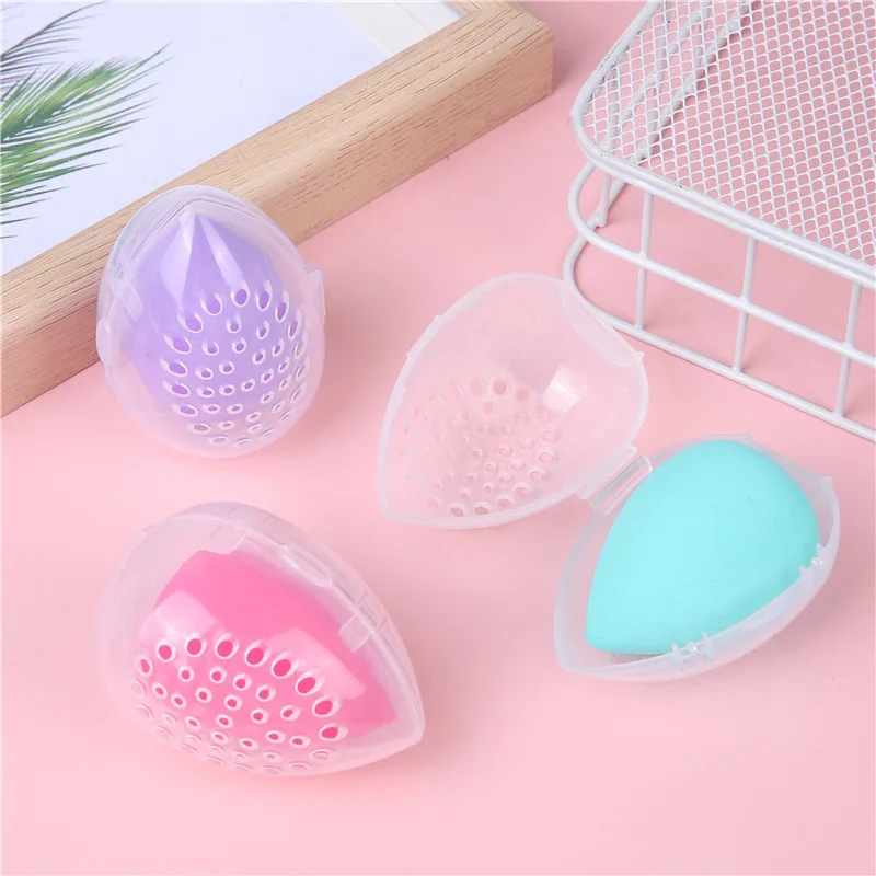 Portable Cosmetic Egg Stand Storage Box Beauty Makeup Sponge Storage Case Puff Holder Empty Cosmetic Transparent Elliptic Box