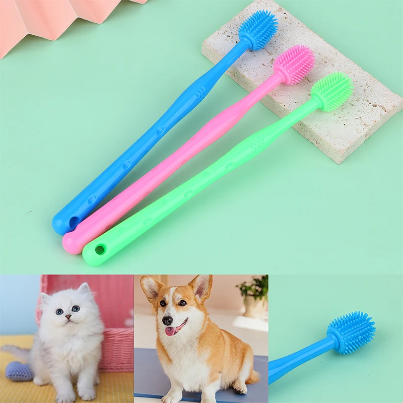 Pet Cat Toothbrush Super Soft Silicone Bristles Tooth Brush Oral Cleaning & Cat Face Blackhead Pets Cleaning Brush