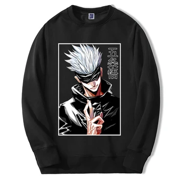 Jujutsu Kaisen 후드티, 인기 애니메이션 스웻셔츠 프린트, 고조 사토루 그래픽 운동복 맨 탑, 하라주쿠 패션 캐주얼 운동복