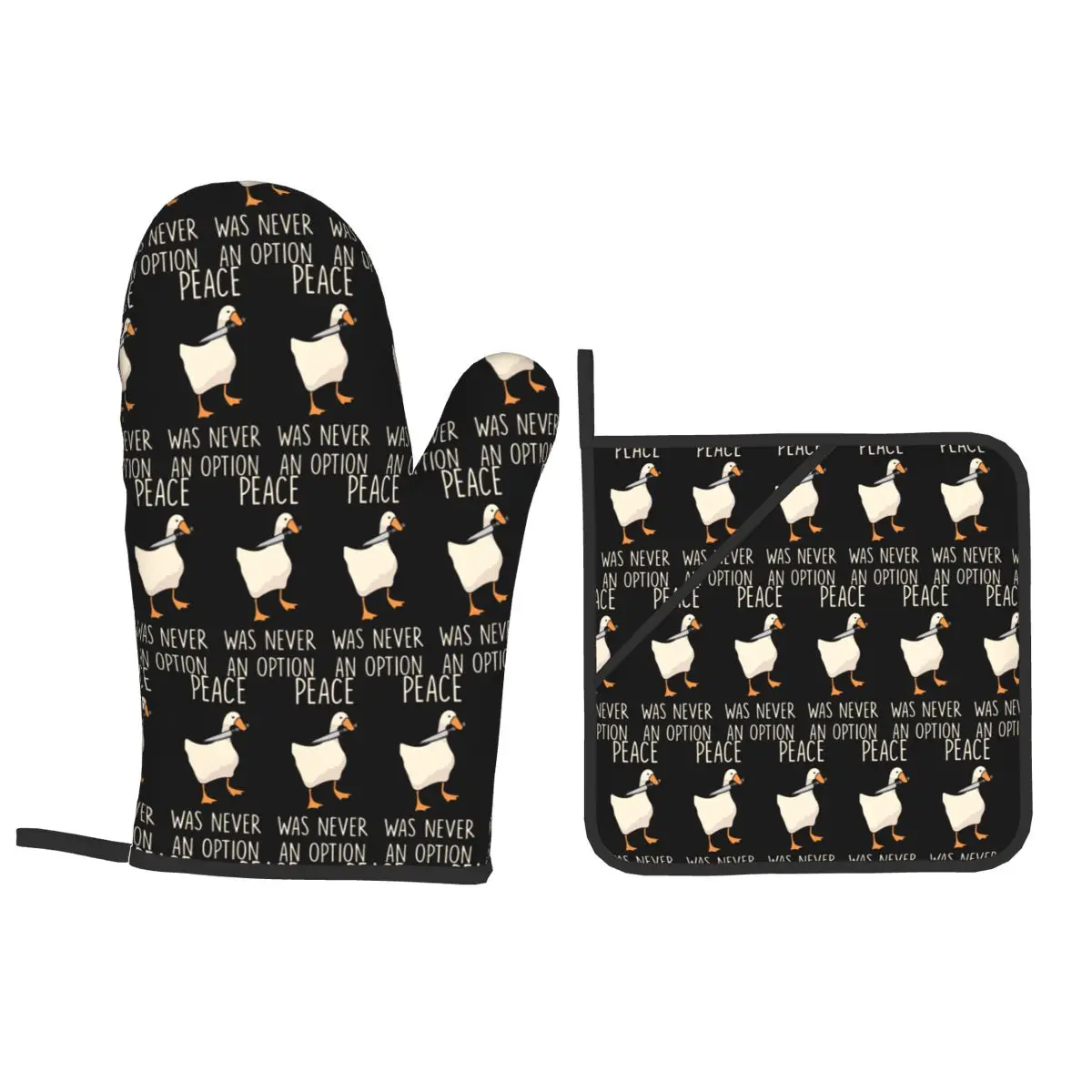 Goose Goose Peace Was Never An Option Oven Mitts and Pot Holder Sets of 4 for Baking Cooking BBQ Resistant Non-Slip Gloves