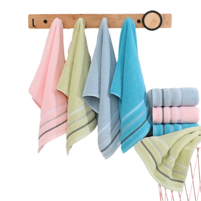 Pack of 2/4 Stripe Cotton Bathroom Towels Sets Green Blue Pink 34x74cm Bath Hand Face Gift Towel 타월 Serviettes Toalhas De Banhos