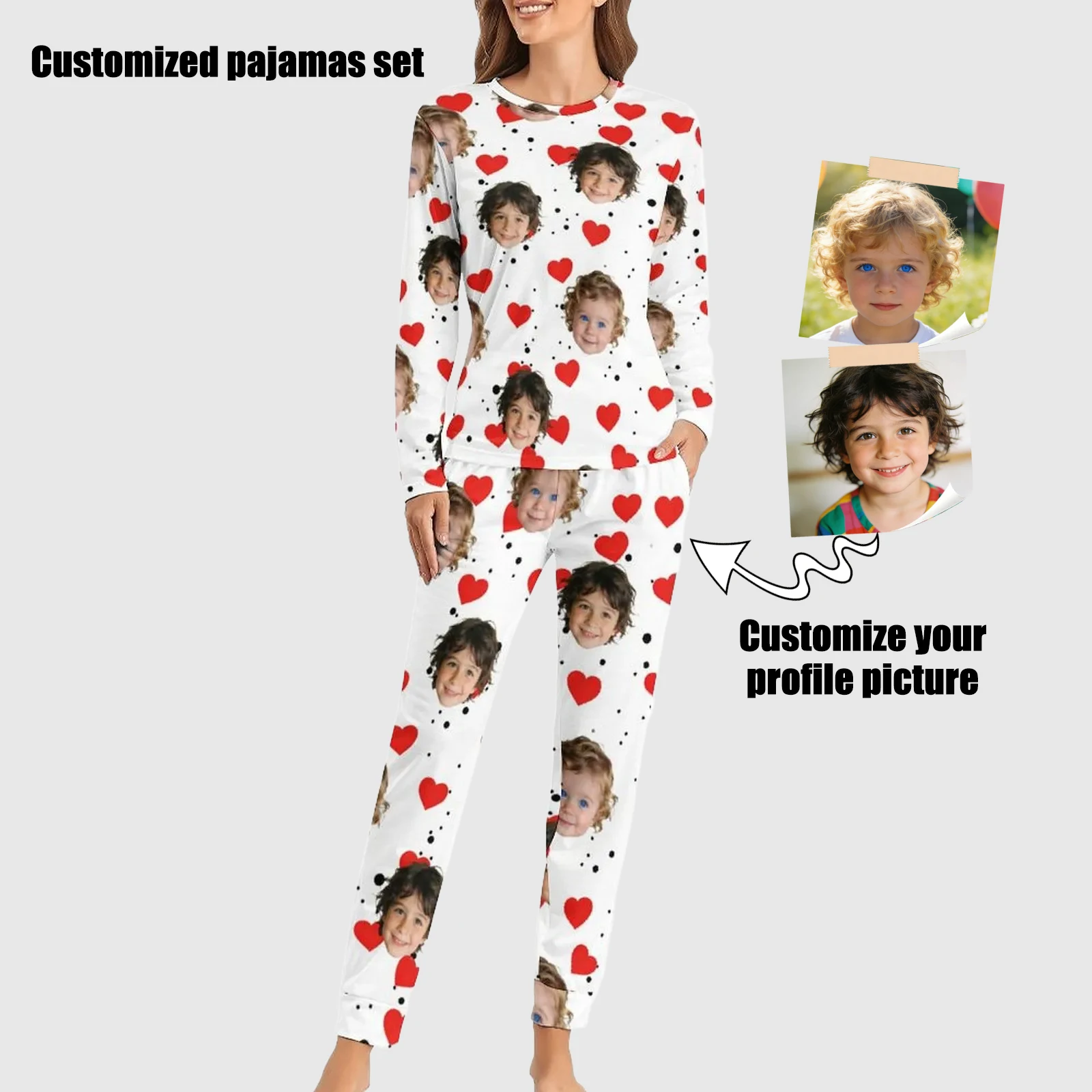 

Женский пижамный комплект по индивидуальному заказу, пижама с индивидуальным лицом, аватар, подарок на День святого Валентина