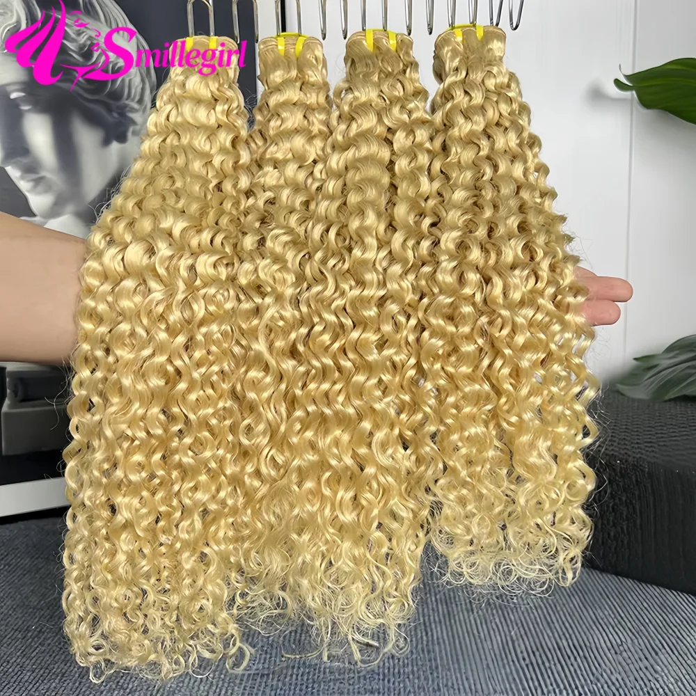 

Smilegirl Curly Human Hair Bundles 30 Inch Brazilian 613 Deep Wave Bundles Brazilian Remy Human Hair Weaving Blonde Deep Wave Curly Bundles For Women