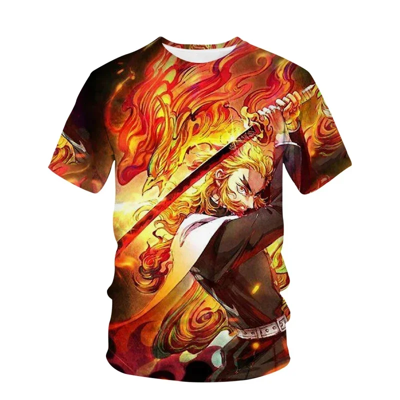 تي شيرت بأكمام قصيرة للأطفال قاتل الشياطين الأنيمي ، ملابس كارتونية تنكرية ، تي شيرت برسومات بنصل شبح ، الصيف