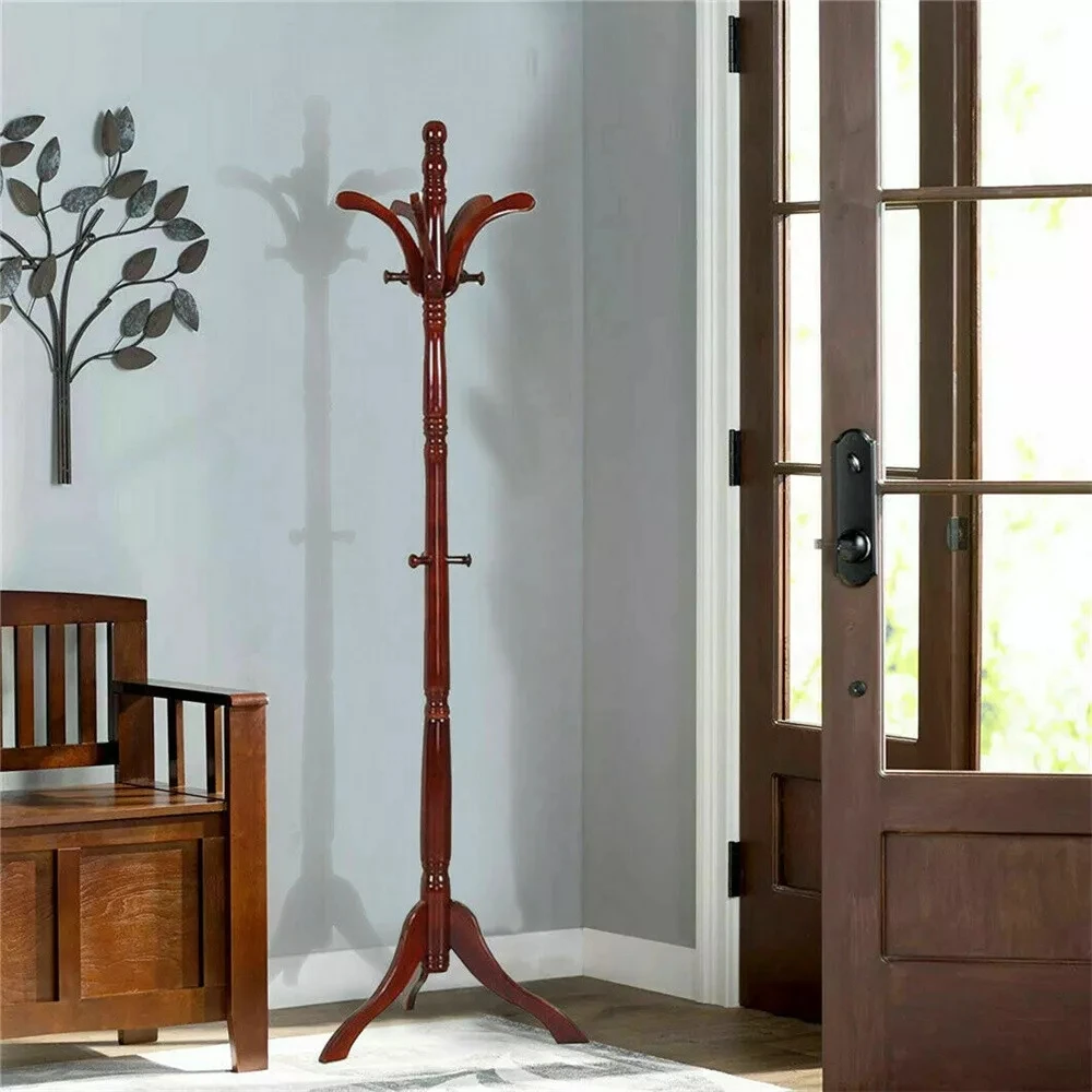 Wooden Vintage Coat Rack Freestanding Coat Rack Tree Coat Racks for Bedroom, Hallway, Entrance, Office