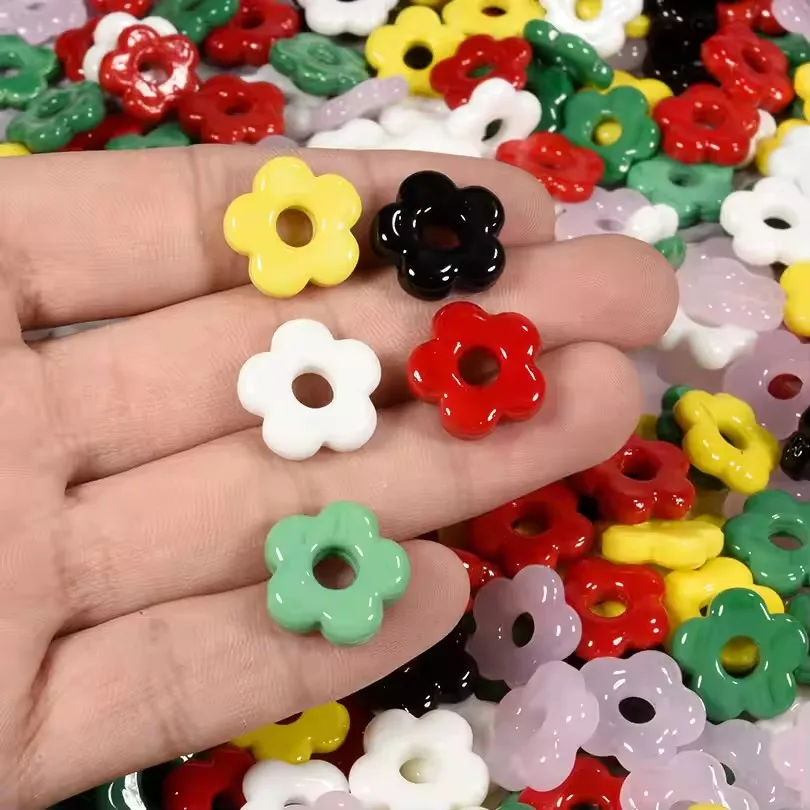 

Fashion 10pcs/lot Colorful Flower Glass Charms Spacer Beads DIY Jewelry Loose Beads Jewelry Making Findings for Necklace Earring