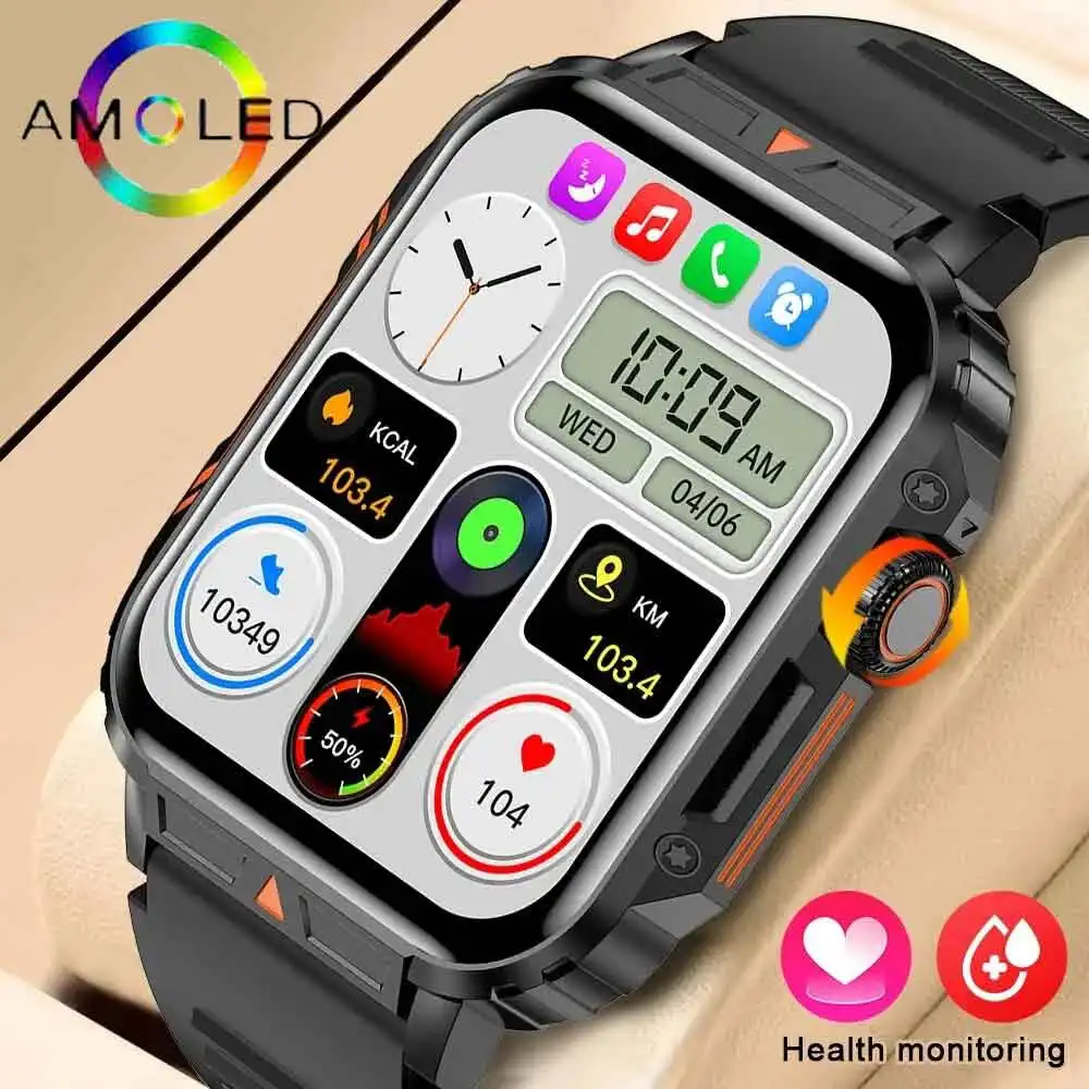 Smartwatch 1.95\'\' Screen Health Monitoring Watches IP68 Waterproof Sport Fitness Amoled Smart Watch For Men Women Reloj Hombre