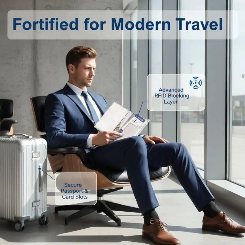 Passport Cover Card Slots Durable Travel Wallet for Business Trips and Ticket Organization