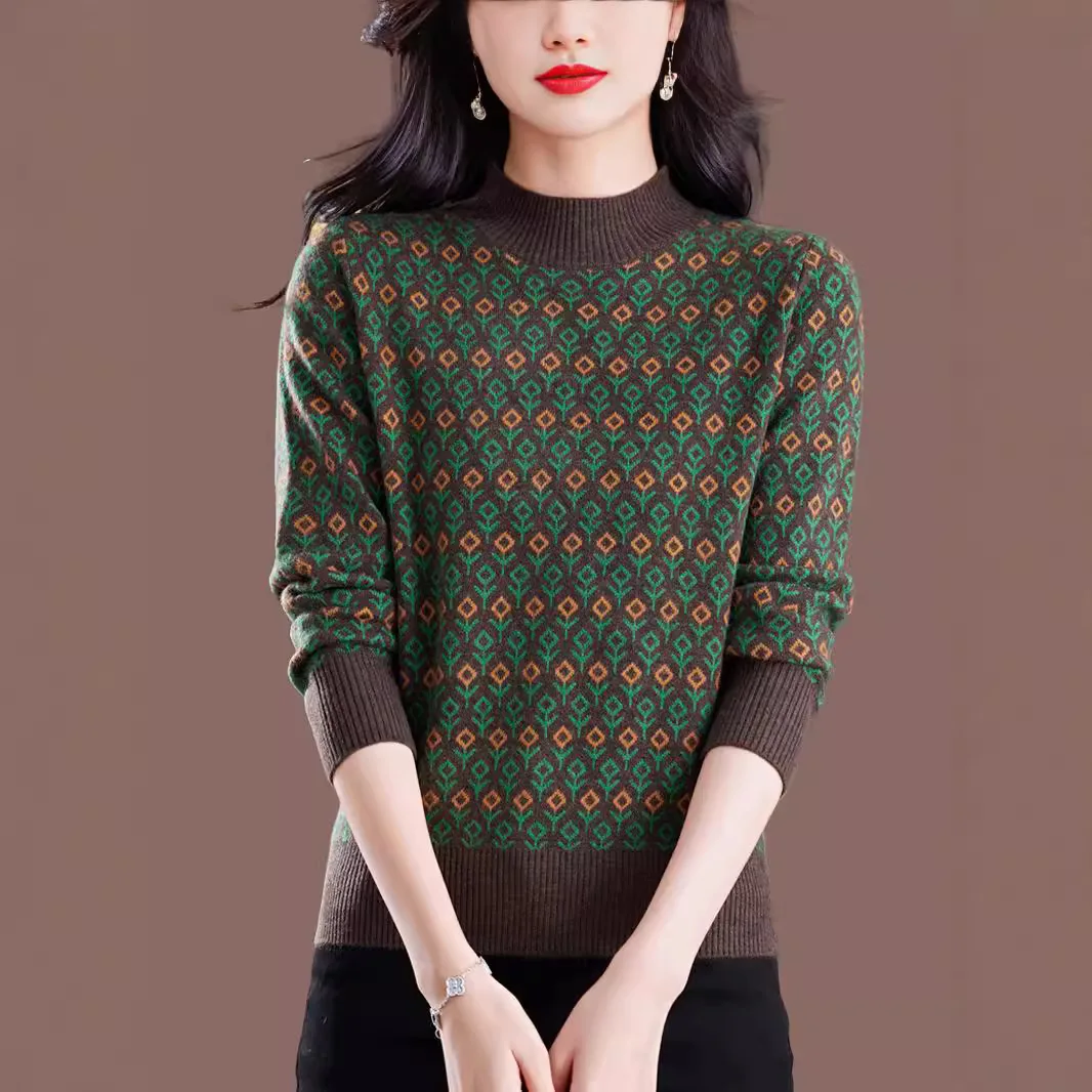 

Women's f High Collar Knitted Base irt Loose Fit Inner Wear Faionable Autumn Winter Thiened Long Sve Sweater