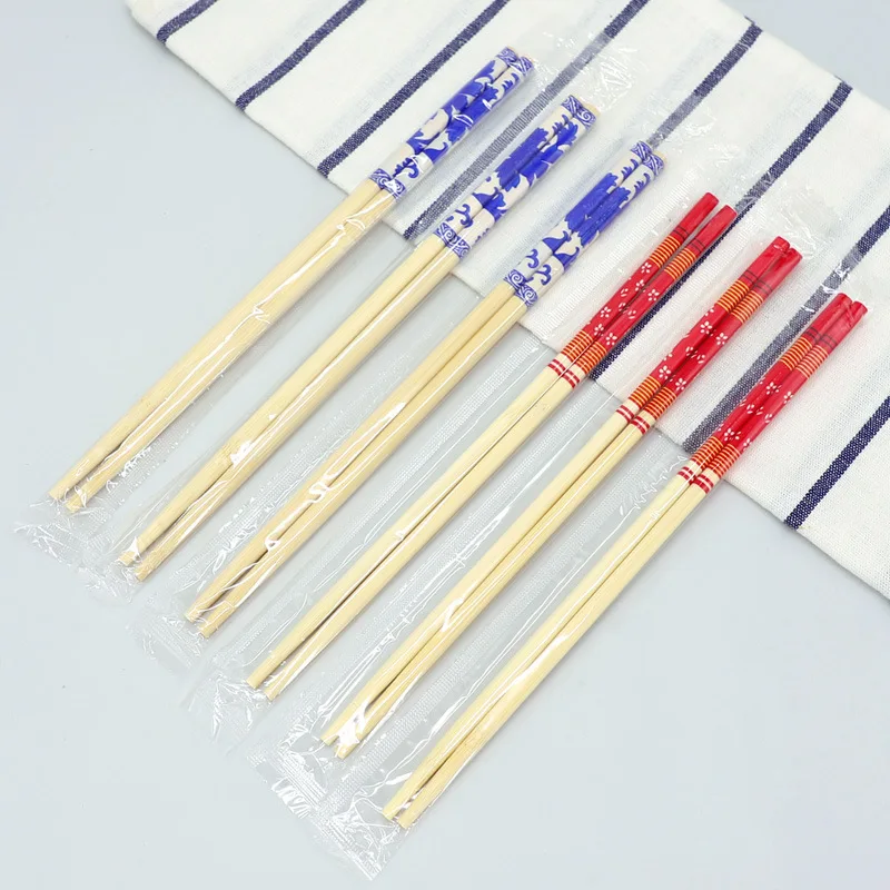 Disposable Convenient Tableware Wholesale Restaurant Chopsticks Health Carbonized Chopsticks Blue and White Bamboo Chopsticks