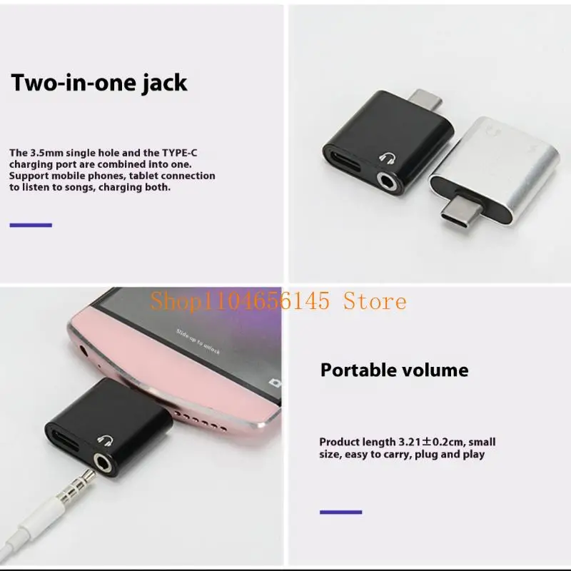 652F USB C To 3.5mm Apater Aluminum Alloy Texture USB C to 3.5mm Converters