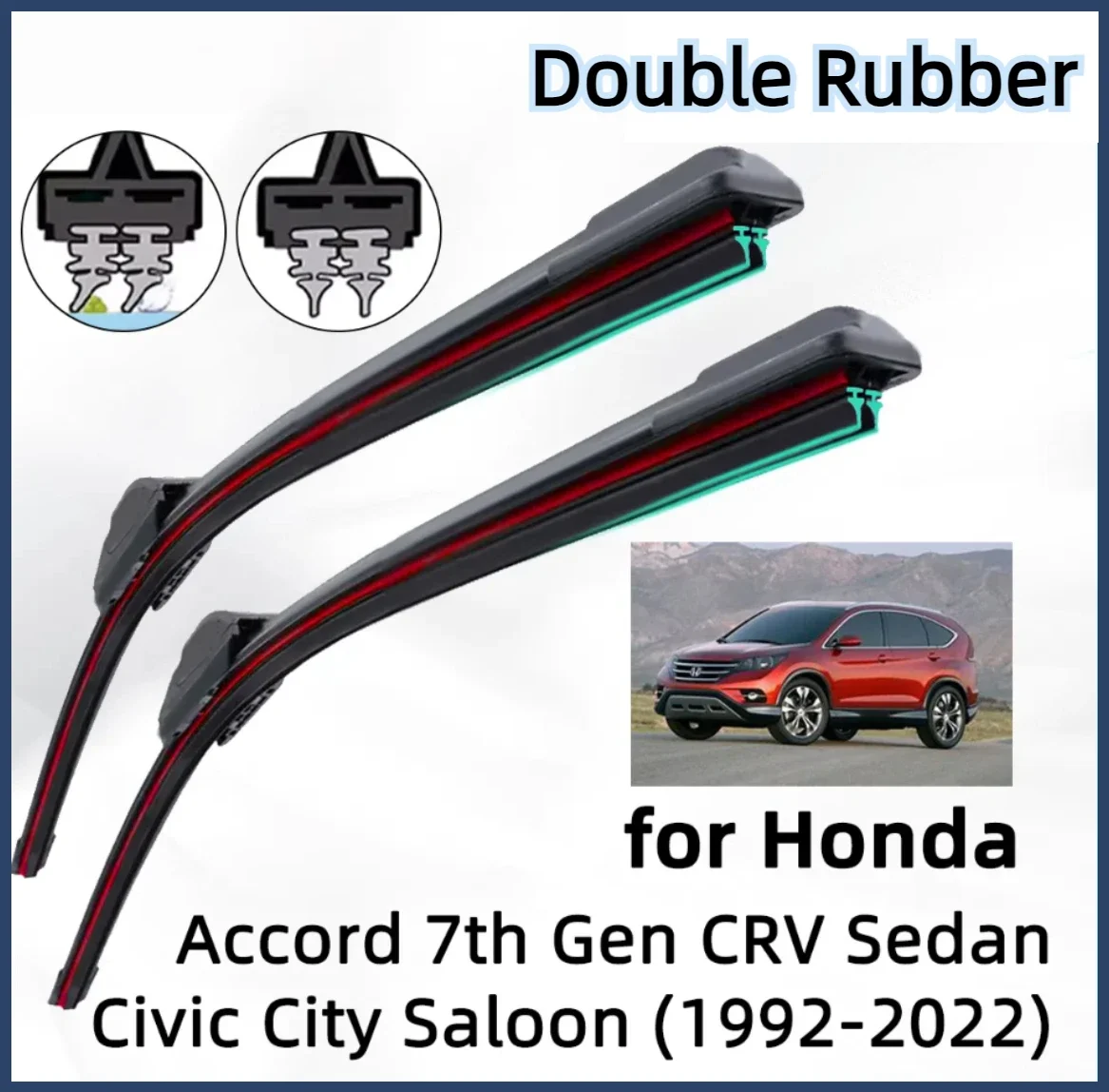 

Double Rubber Car Wiper for Honda Accord C-Series Civic Saloon CRV Gen Front Wiper Blades Brushes Cutter Accessories Windscreen