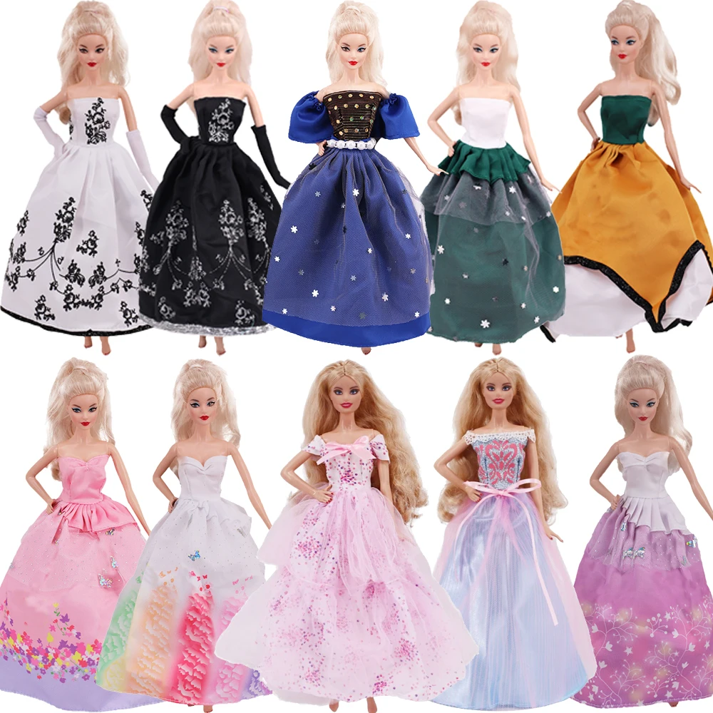 Case For Barbies Doll Clothes Princess Dress Trailing Wedding Bride Marriage Dress For Barbies Accessories Toys House Ornaments