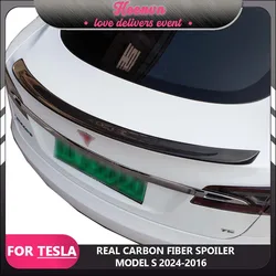 For Tesla Model S 2022 Spoiler Glossy Matte Tail Fin Carbon Fiber Wings For Model S 20216-2024 Auto Accessories