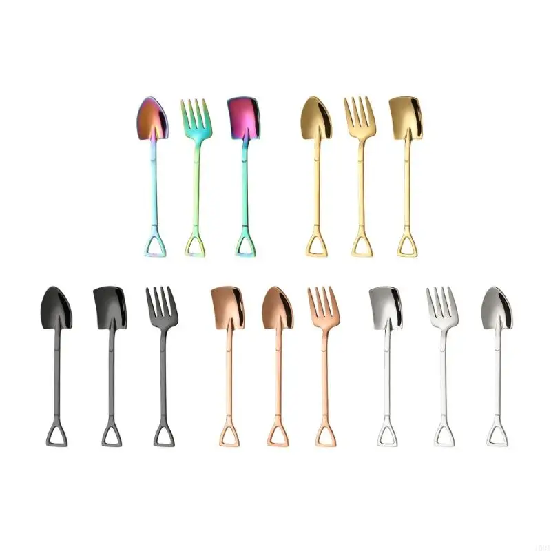 

103A 3PCS Thick Shovel Spoon Shovel Spoons for Coffee and Fruit Fork Metal Tablewares