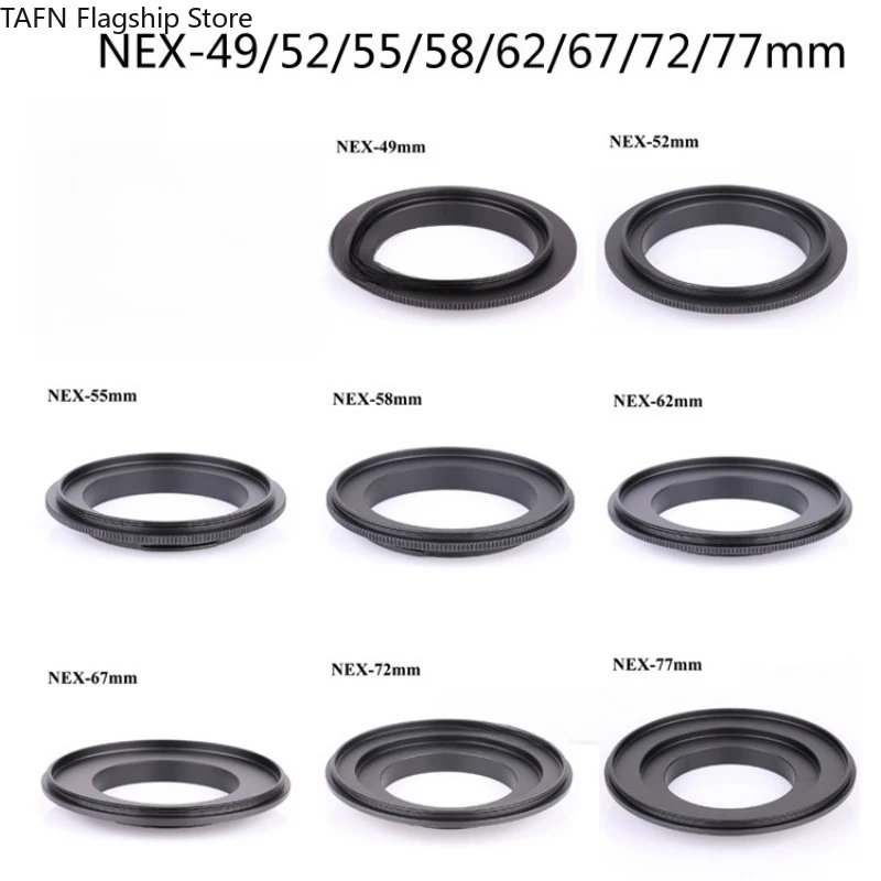 Lente TAFN NEX-49/52/55/58/62/67mm para Sony Mirrorless, Anillo de Fotografía Macro Circular Invertido [Accesorios para Cámara]