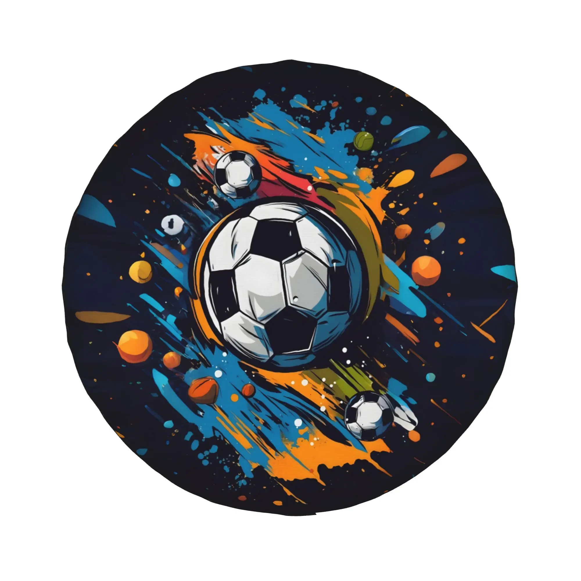 1pc Graffiti Soccer Sport 2D Printed Pattern Car Spare Tire Cover, Creative Style, Easy To Install And Clean, Suitable For Jeep