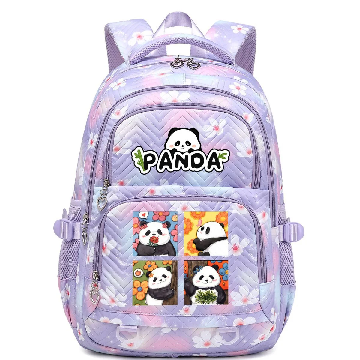 

2026 New Panda Flower Cute High Beauty Large Capacity Student Backpack Foreign Trade Korean Edition Trendy Backpack