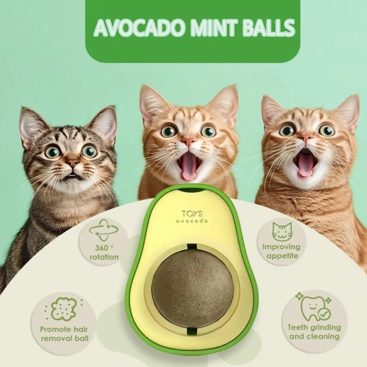 Cat Avocado Mint Ball  Rotatable Cat Chewing Stick Self-Help Toy For Cleaning Teeth Entertaining Cats view 2