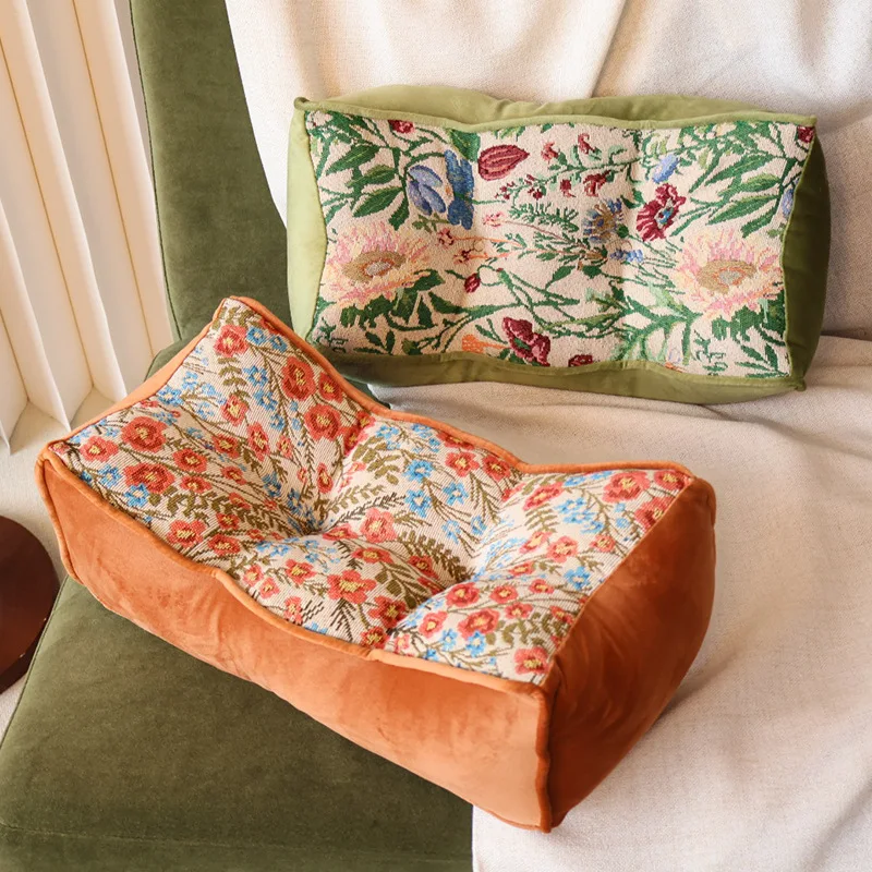 Light luxury high-end sofa pillow jacquard rectangular waist pillow living room bedroom cushion