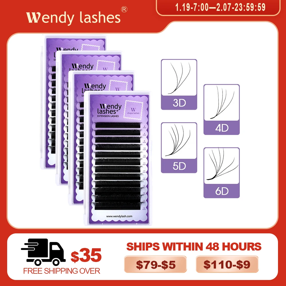 5D/6D/4D/3D W Shape Lashes Extension Automatic Flowering Premade Fan Eyelashes Makeup Supplies Wendy Lashes EyeLash Extensions