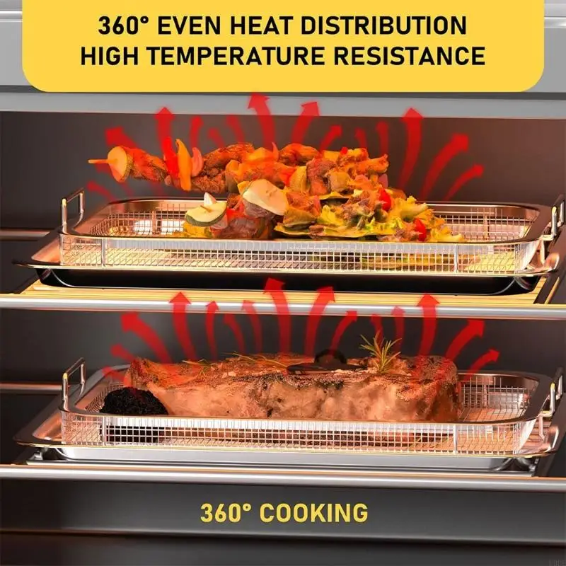 Giỏ chiên không khí cực lớn U0DE cho lò nướng Khay nướng bằng thép không gỉ Giỏ nướng lưới chống dính cho khoai tây chiên/thịt
