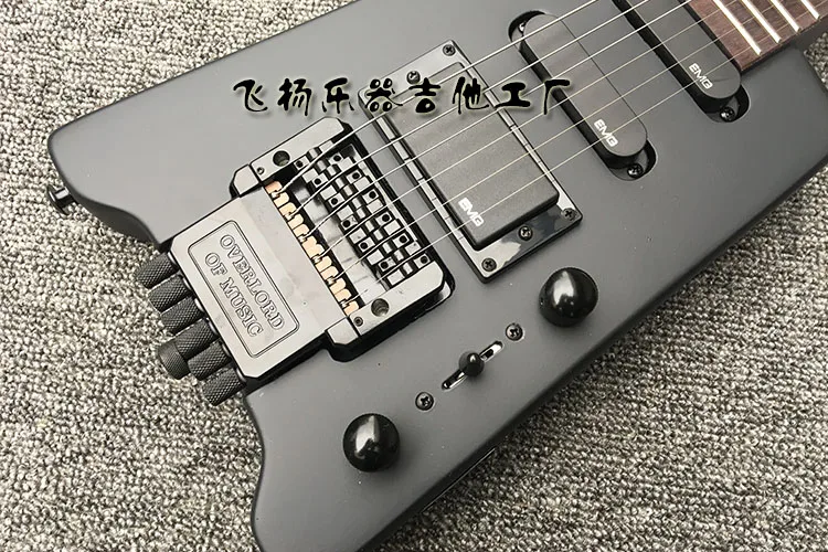 Headless Electric Guitar Matte Black White Colors 6 String Basswood GT-PRO Portable Metal MusicTravel Accept Custom Any Style