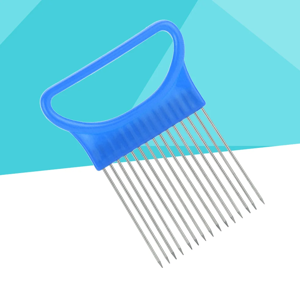 

12-Prong Fruit and Veggie Holder for Slicing Onion Tomato Lemon Potato Touch-Free Cutting Guide with Comfortable Handle