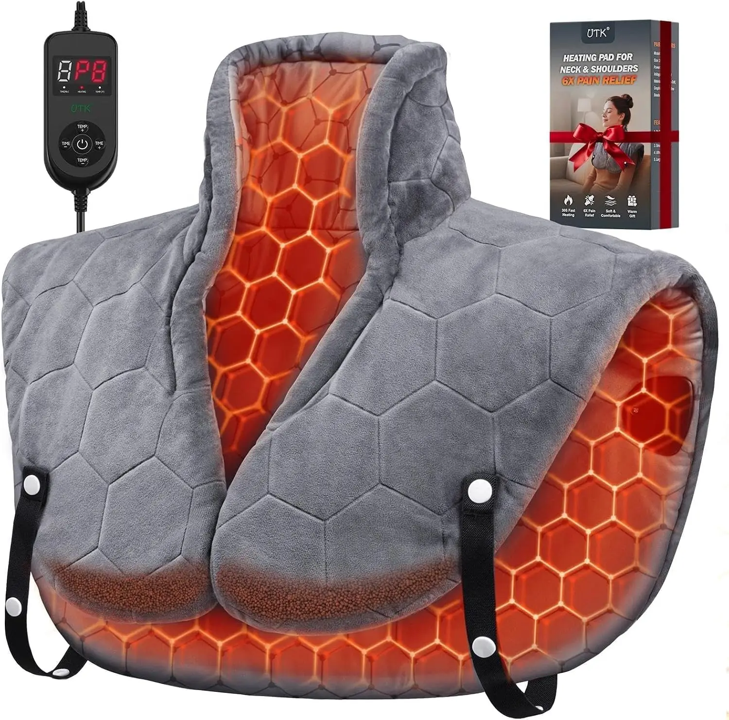 UTK 30S Fast Heating Pad for Neck Shoulders, 6X Far Infrared Therapy Pad | Extra Large 24