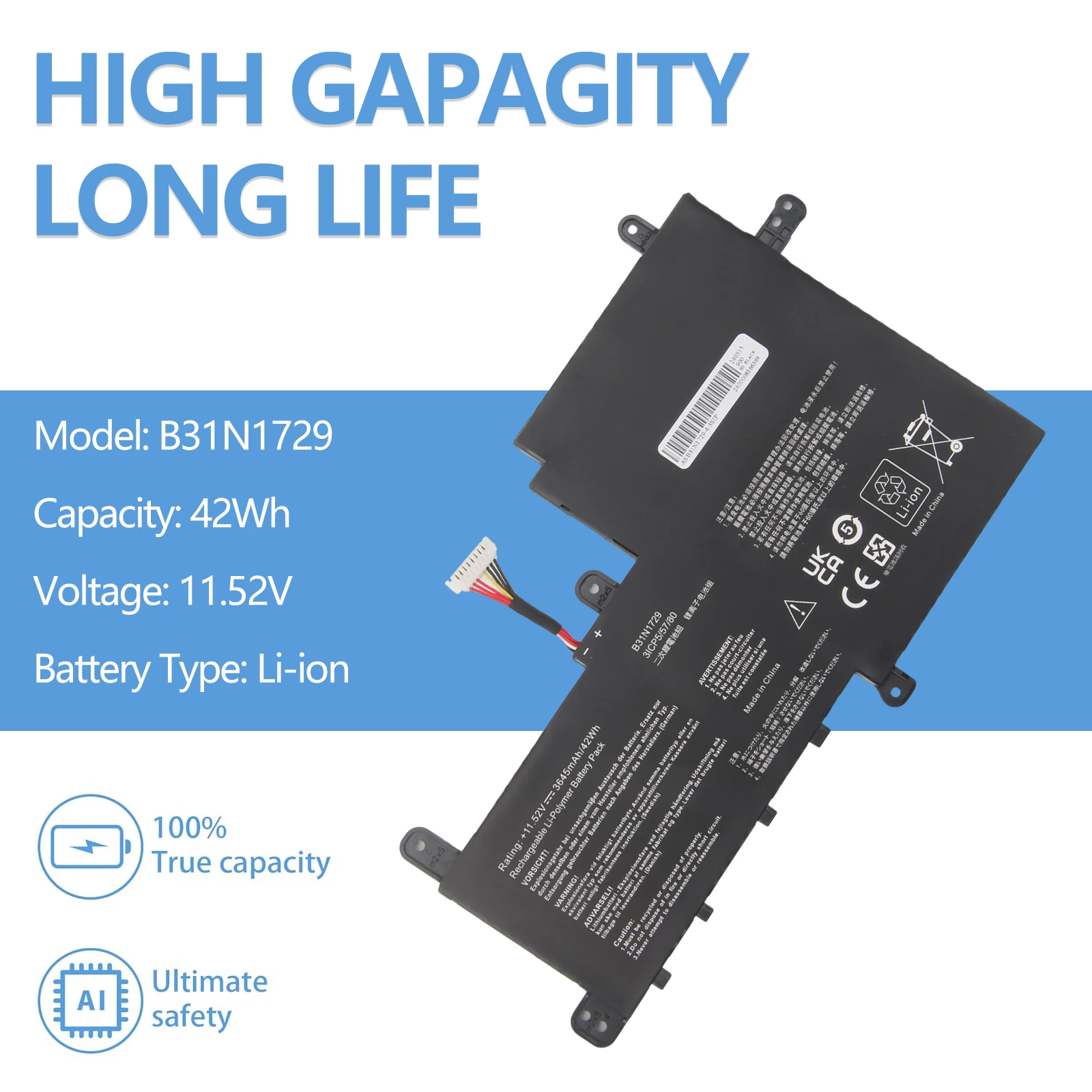 Oyomba B31N1729 Batteria per Asus VivoBook S15 X530FN X530UF S530F S530U X530F S530UA S530UN S530FA S530FN S530UF K530FN X530UN