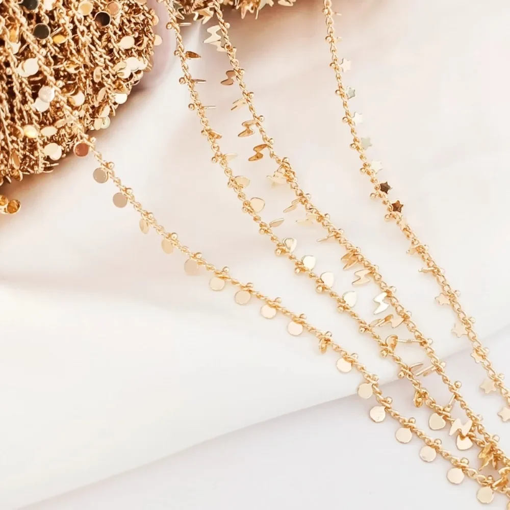 

14K Gold-encrusted Five-pointed Star Lightning Heart Handmade Chain DIY Bracelet Necklace Accessory Material