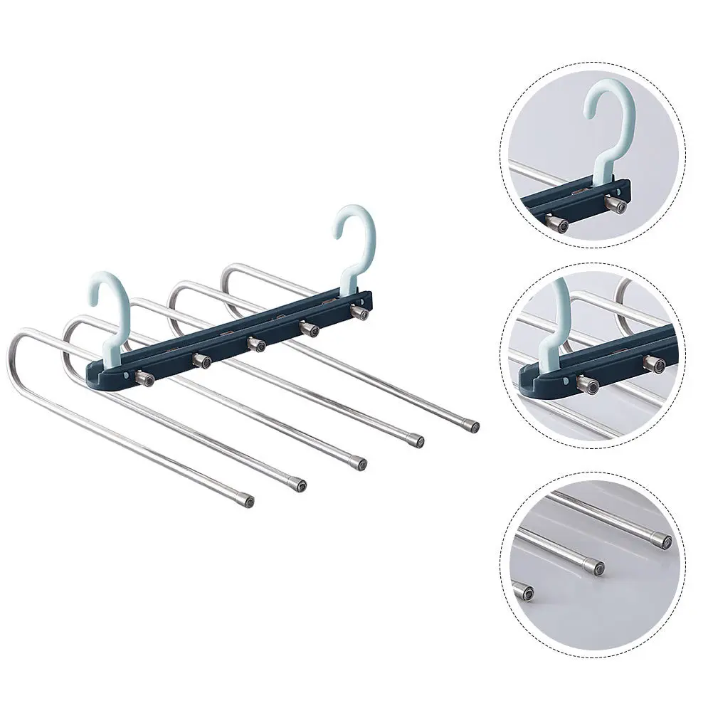 

1pc Multifunctional Pants Hanger Stainless Steel Pp Space Saving Clothes Organizer For Shirts Ties Scarves Towels