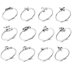S925 Zodiac Sign Ring Aquarius Pisces Aries Taurus Gemini Cancer Leo Virgo Libra Scorpio Sagittarius Capricorn 12 Constellation