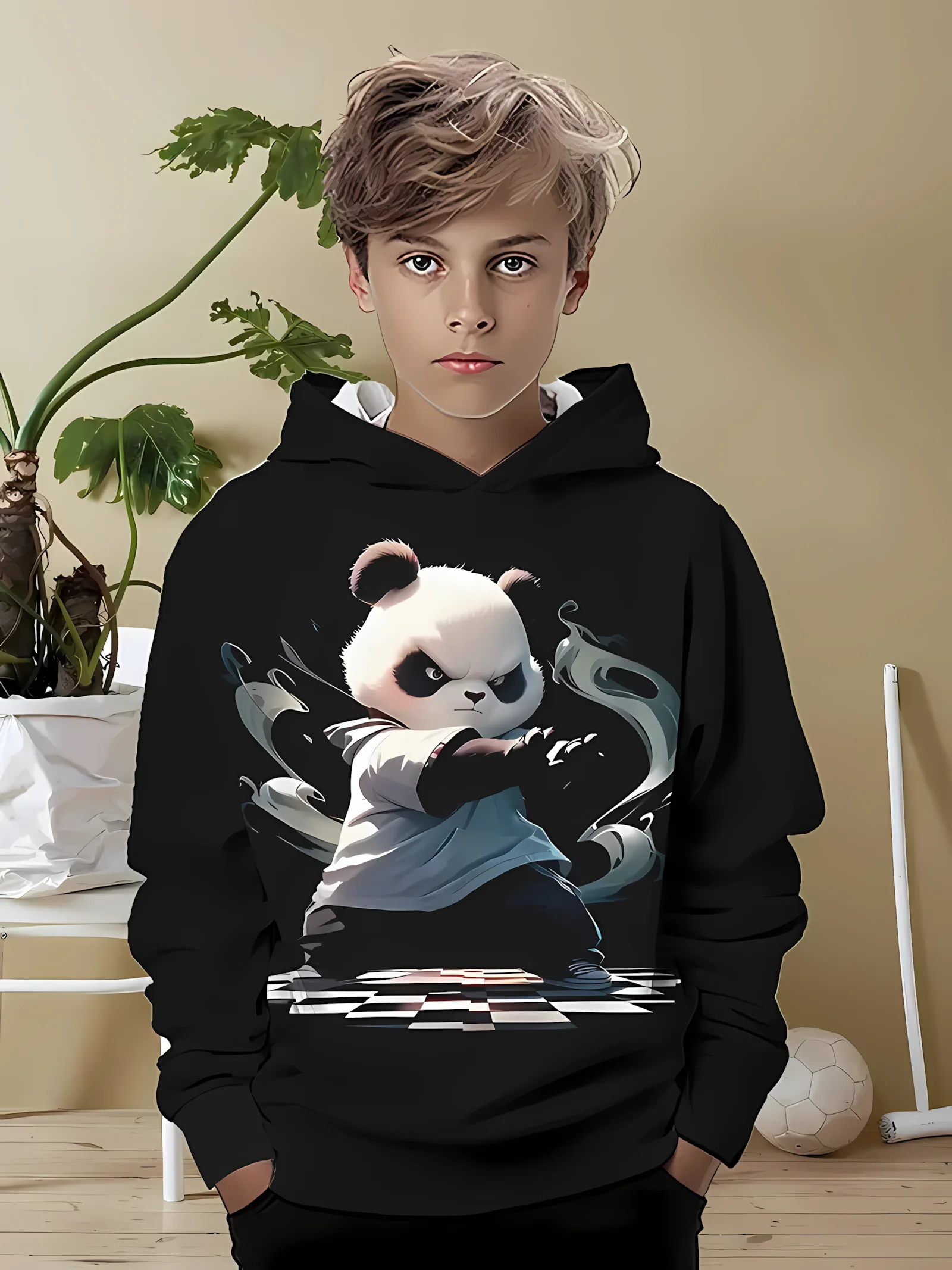 

Новая осенняя модная детская толстовка с 3D рисунком панды для боевых искусств, повседневный пуловер на открытом воздухе