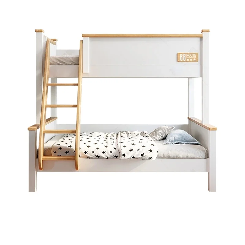 

1Children's Bed Solid Wood Bunk Bed Beech Small Apartment Height Combination Upper and Lower Bunk