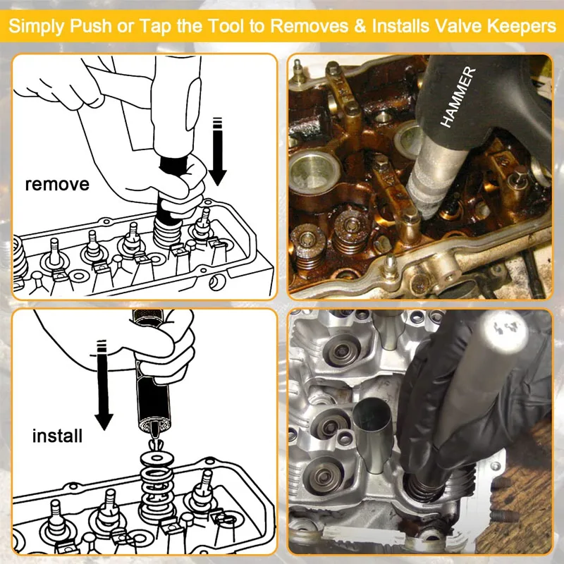 Valve Keeper Remover & Installer Kit 36050 for Toyota Four Cylinder and Chrysler New World Engines (4.5 - 7.5mm and 5/16\