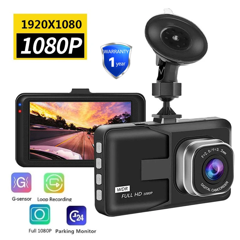 

1080P Car Dvr Dash Cam Dashcam Full HD Video Recorder Vehicle Dash Camera 170° Wide Angle G-Sensor Night Vision Loop Recording