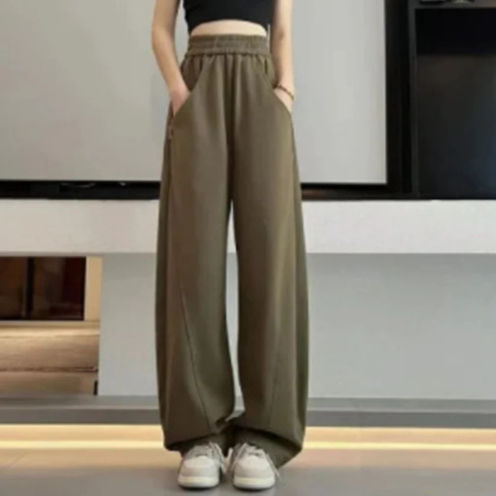 سراويل بدلة غير رسمية سراويل عالية الخصر موضة الربيع مريحة تناسب تصميم ثنيات نمط لون خالص للارتداء اليومي
