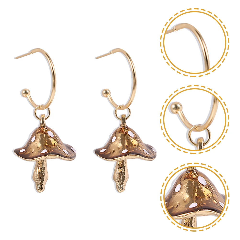 1 زوج أقراط الفطر للنساء استرخى قطرة الجنية الجمالية مجوهرات الأزياء خفيفة الوزن مريحة بيان الأقراط #6