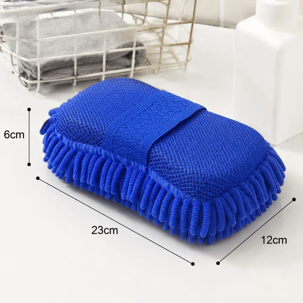 3PCS Scratch Free Car Wash Sponge Block Chenille Blue Coral Sponge for Auto Detailing