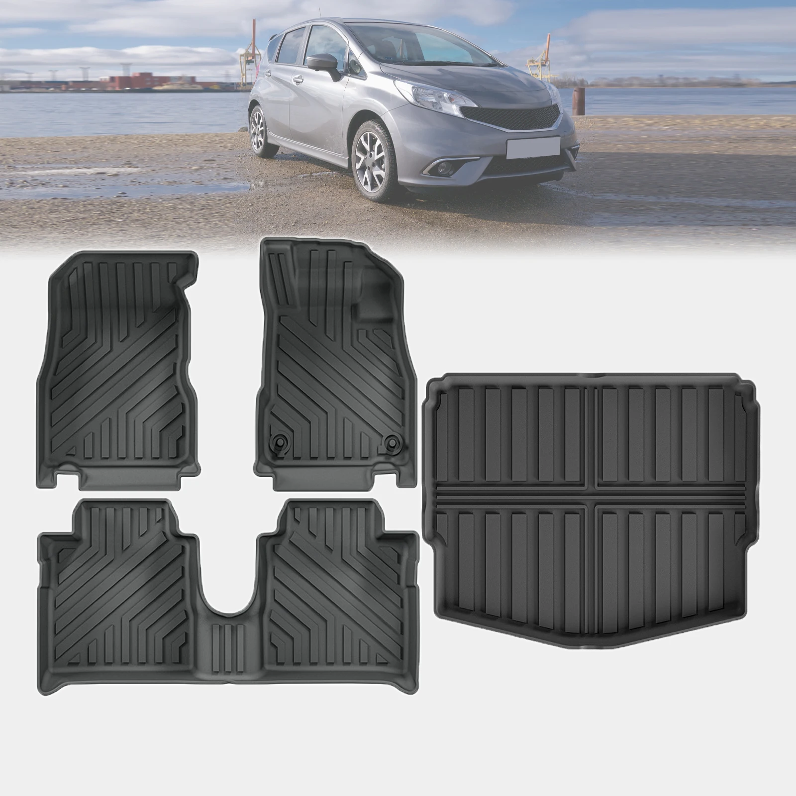 for Nissan Note E12 Fuel 2014 2015 2016 2017 2018 2019 Non-Slip Easy Clean Dustproof TPE Car Floor & Trunk Mats (Not For LHD)