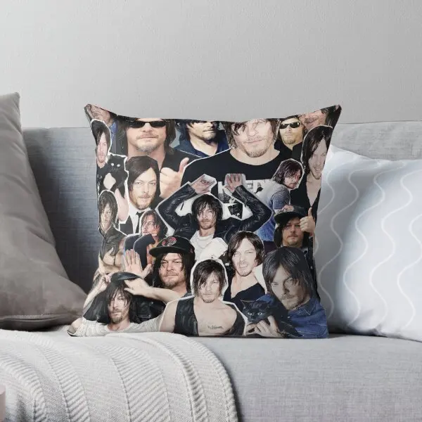 Norman Reedus Collage  Printing Throw Pillow Cover Cushion Wedding Soft Home Decorative Hotel Pillows not include One Side