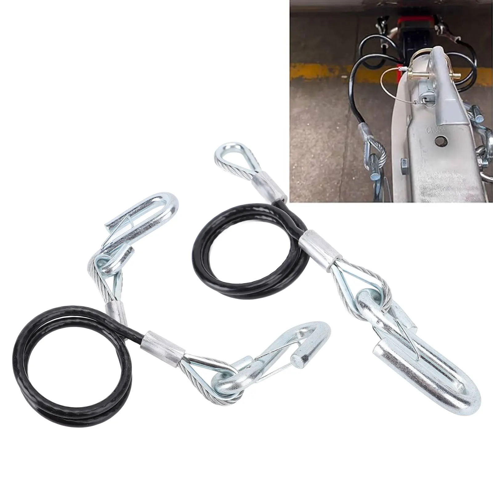 

Страховочный трос для прицепа, высокопрочный буксировочный трос для прицепа с крючком, оцинкованное железо, максимальная длина расширения 27,6 дюйма для автофургона