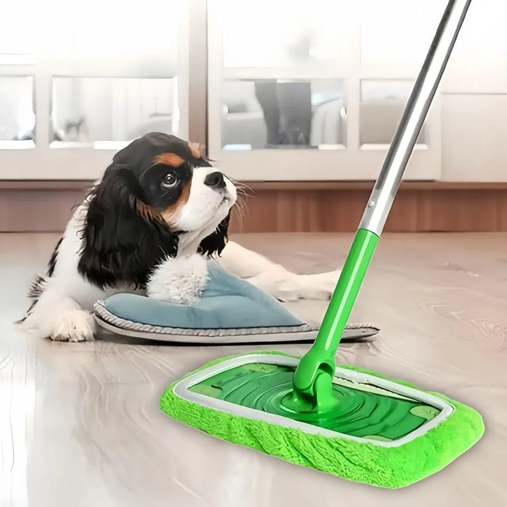 4pcs Reusable Fiber Mop Pads with High Water Absorption Washable That Can Firmly Adhere Refill Pad for Wet Dual Purpose Mop