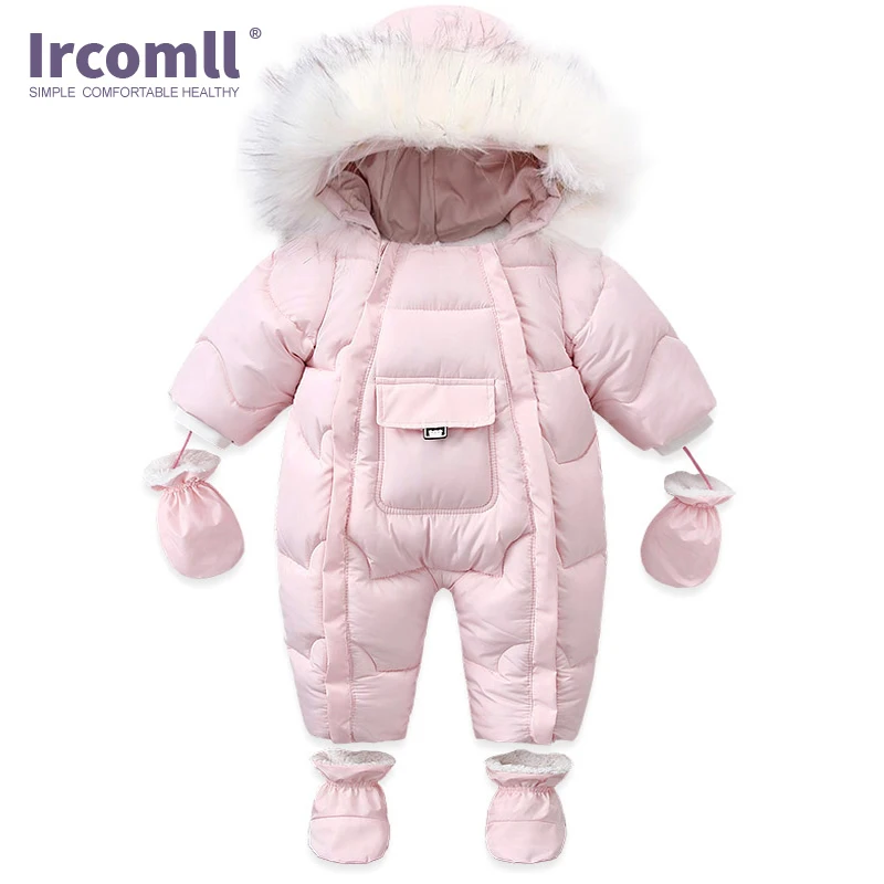 Ircomll Hight Quality Baby Clothes Overalls for Children Winter Hooded with Fur Warm Infant Romper Jumpsuit Kids Clothing Toddle