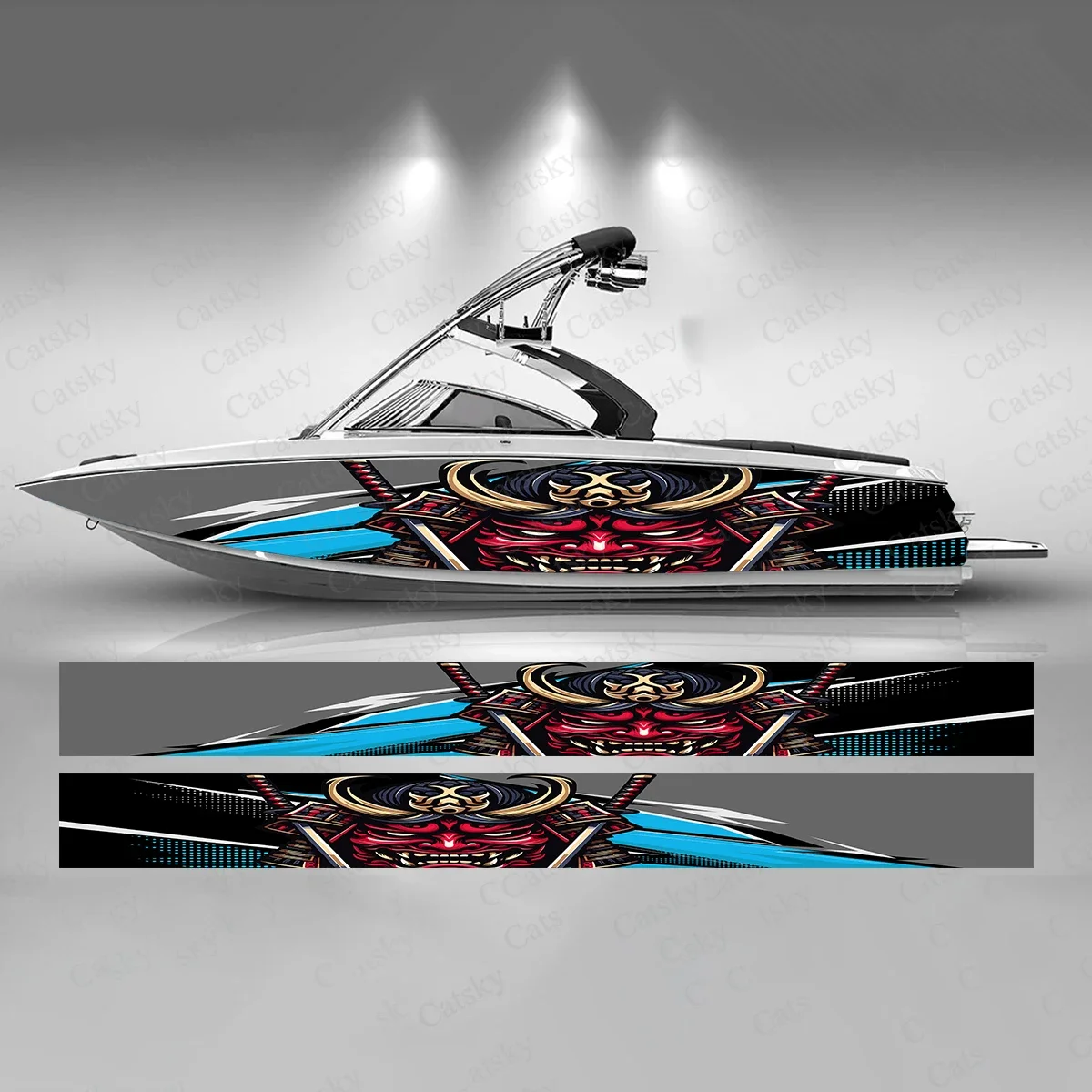 Japanese Samurai Boat Sticker Fashion Custom Fish Boat-Sticker Vinyl Waterproof Boat Wrap Graphic Boat Wrap Decal