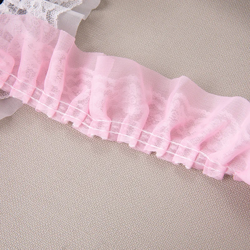 5CM Wide Double Layers 3d Pleated Chiffon Fabric Frilled Needlework Ribbon Dress Collar Ruffle Trim DIY Clothing Sewing Decor