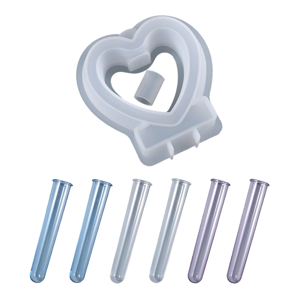 

Heart Shaped Flower Mold Silicone Craft Epoxy Vase Plant Tube Hydroponic Test TubesPropagation Jewelry Accessories