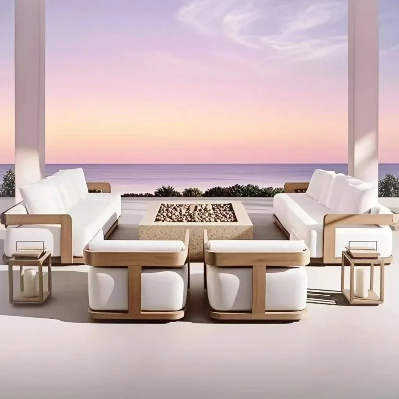 

Modern Outdoor Furniture Set Waterproof Patio Garden Sofa with Teak Wood for Beach Living Room Use Outdoor Furniture Set Daybed