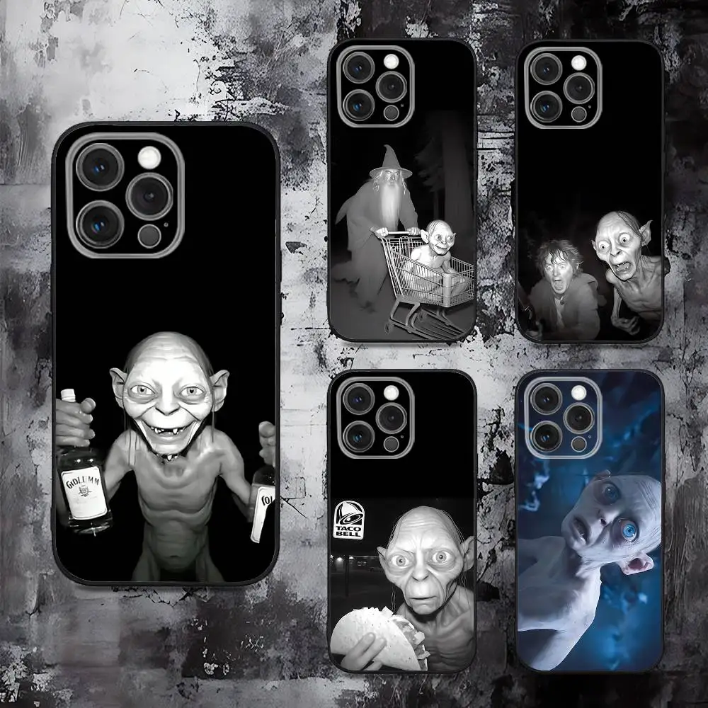 Capa de telefone L-Lord of the R-Rings Gollum para iPhone 16,15,14,13,12,11,Pro,Max,Plus,X,XS,SE,E,Mini, capa preta de silicone macio